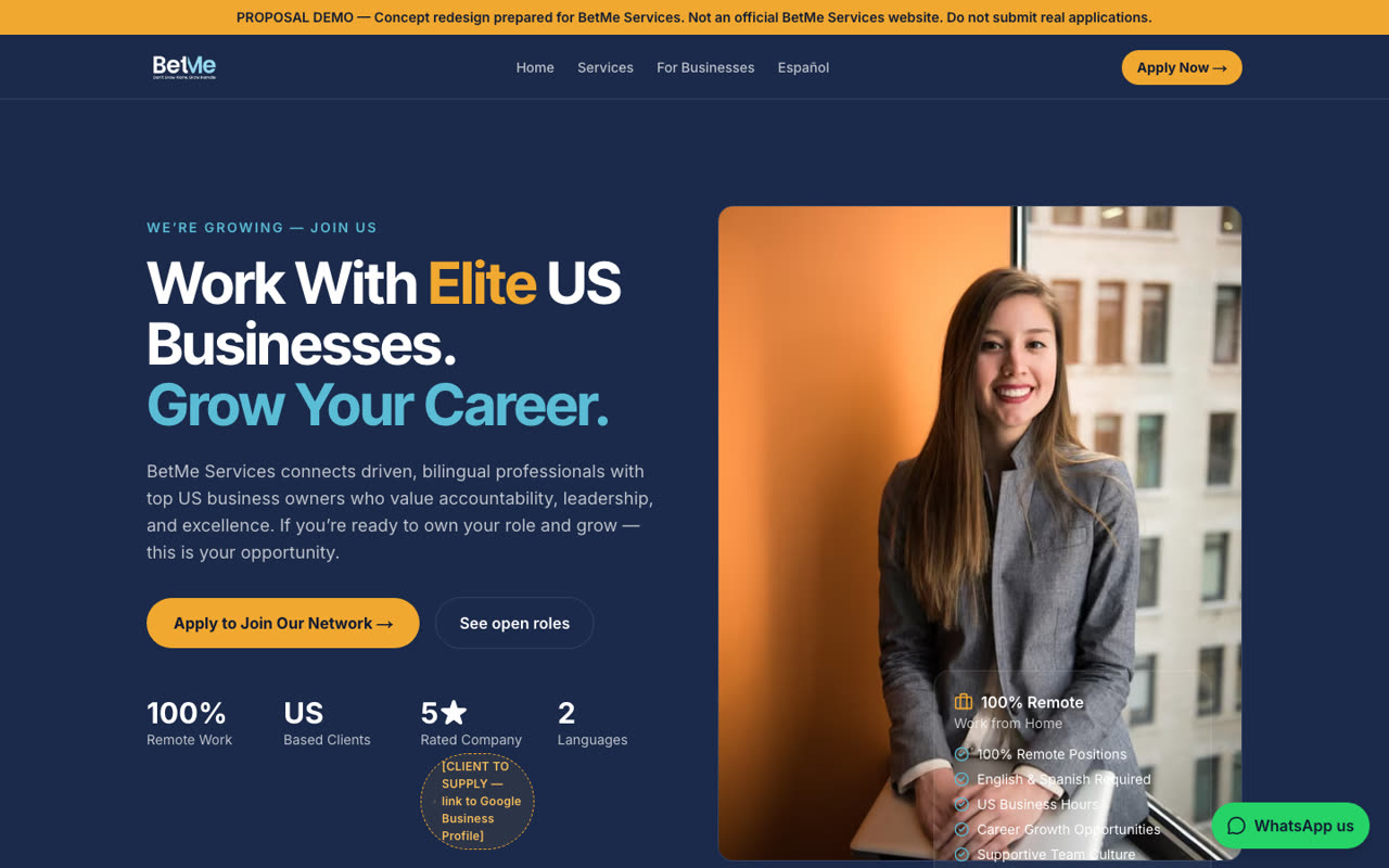 After: proposal, the first screen of the page